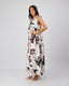 Cream Jumpsuit  Black Flowers