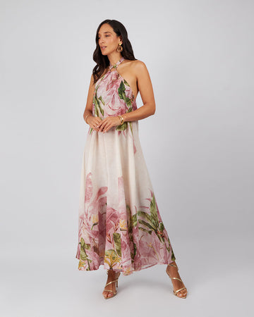 Cream Jumpsuit Pink Flowers