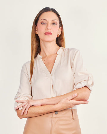 Beige v-neck blouse