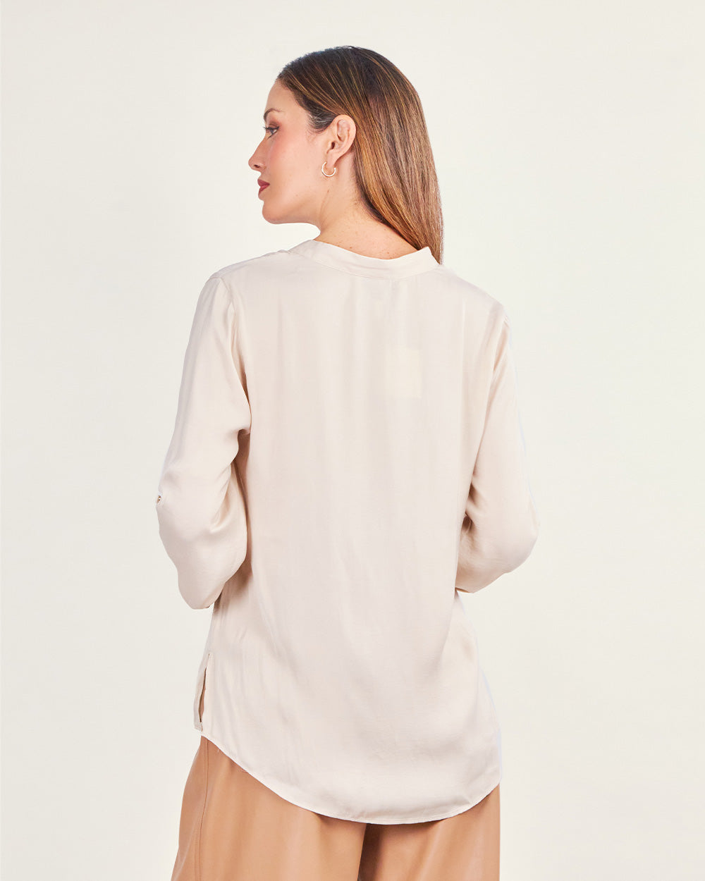 Beige v-neck blouse