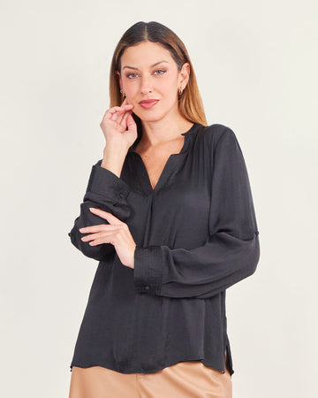 Black v-neck blouse