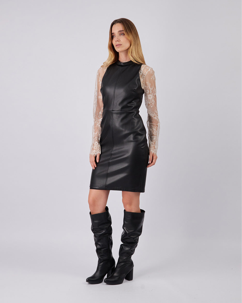 Vegan Leather Midi Dress