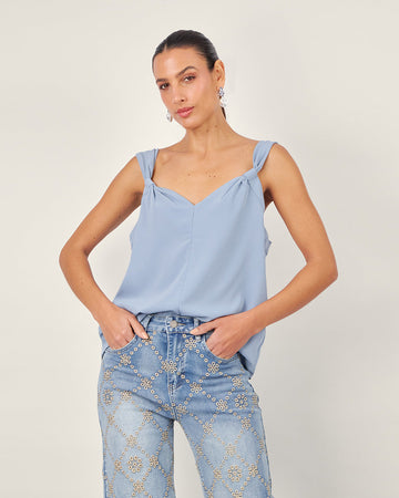 Light Blue V-Neck Tank Top