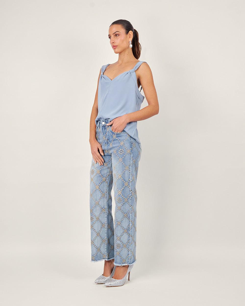 Light Blue V-Neck Tank Top