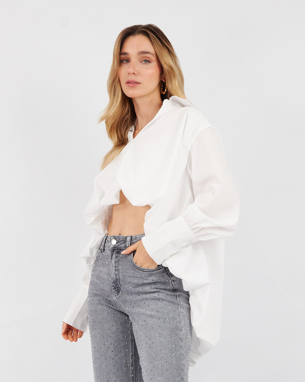 White Blouse With Balloon Ribbon