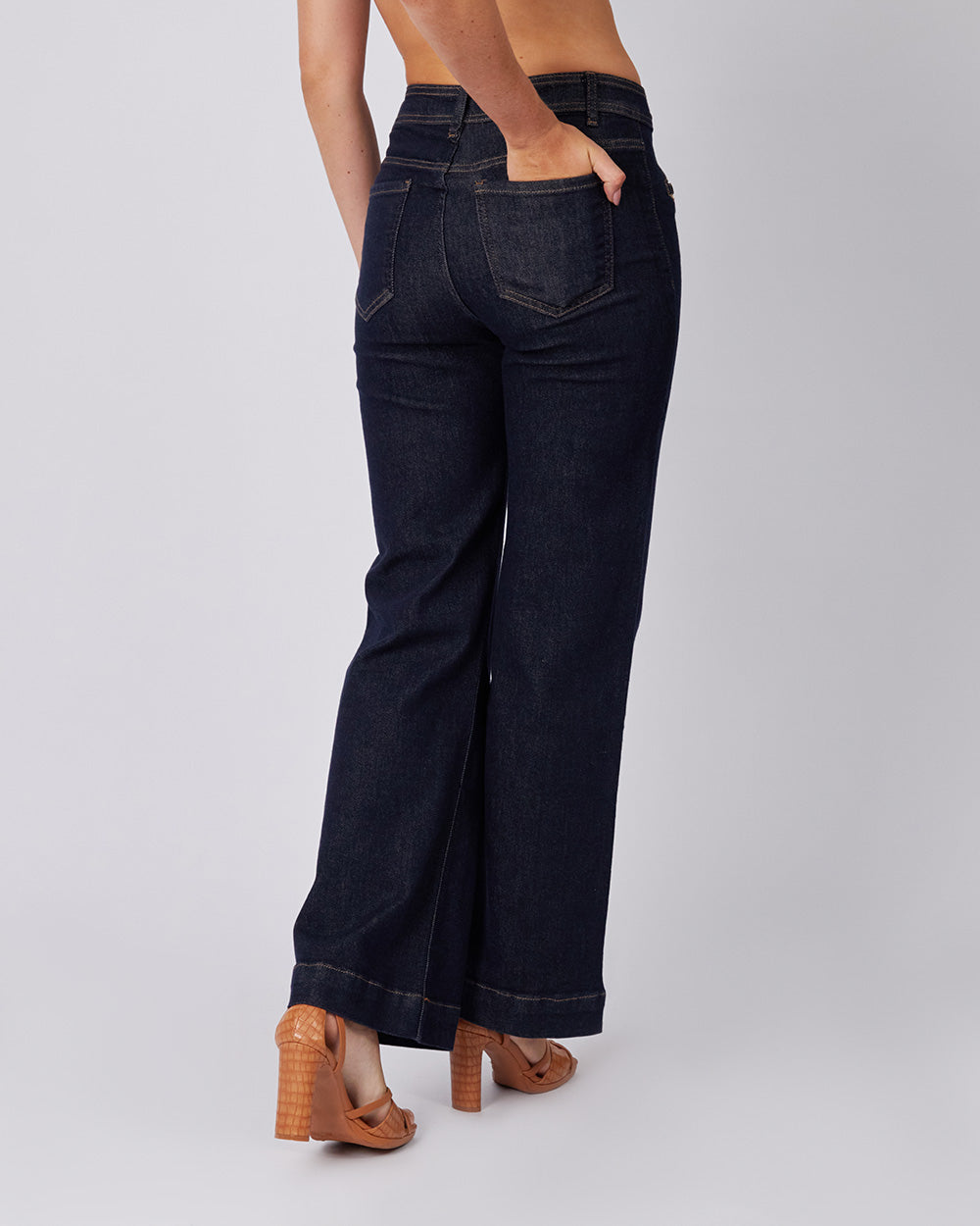 Blue Denim Pants Pocket Appliqué