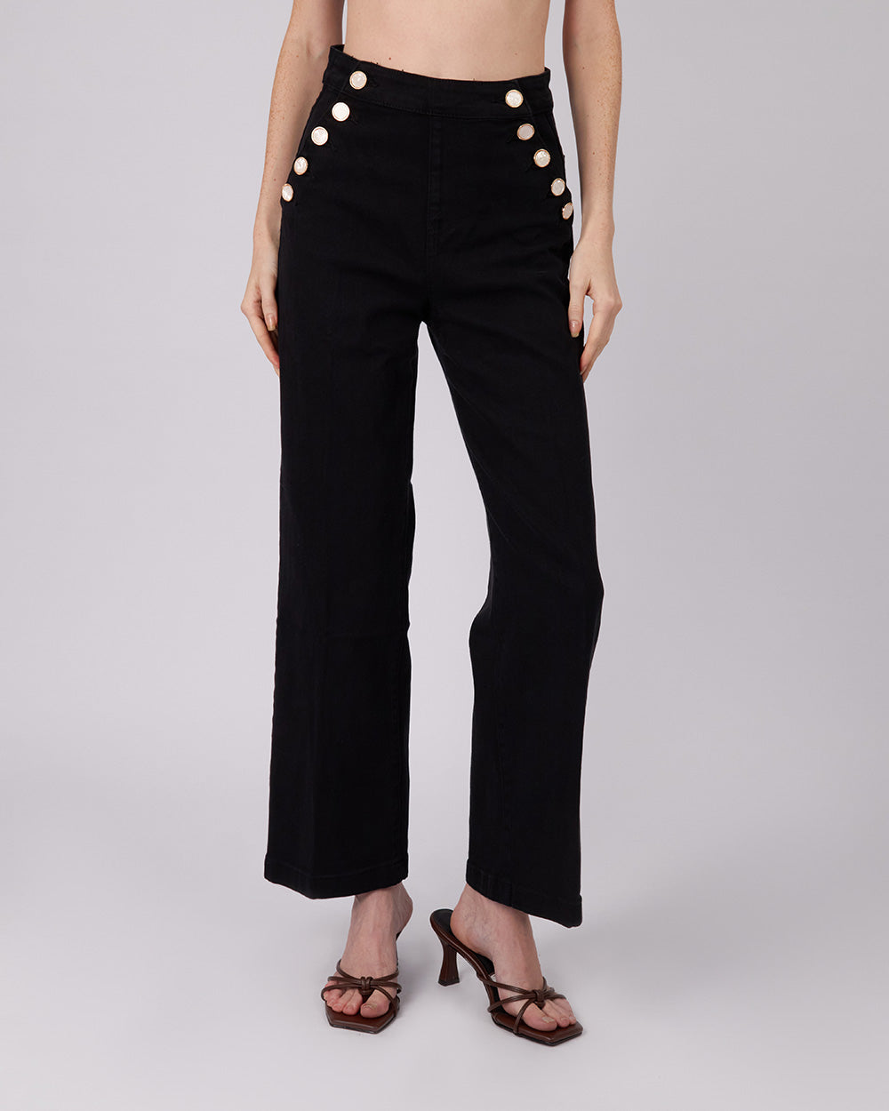Black Trousers Side Buttons