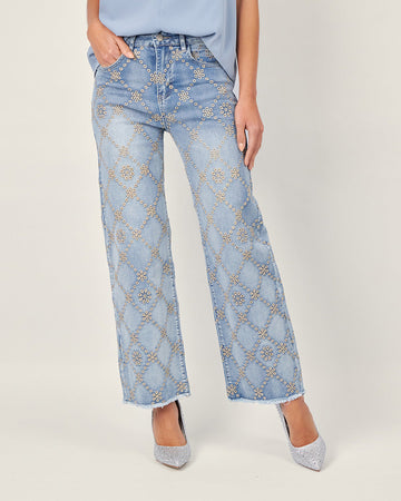 Light blue straight-leg denim pants