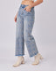 Embroidered Denim Light Blue Pants
