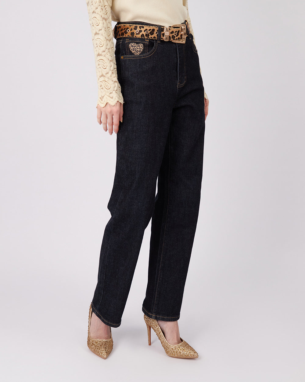Blue Pants  Animal Print Belt