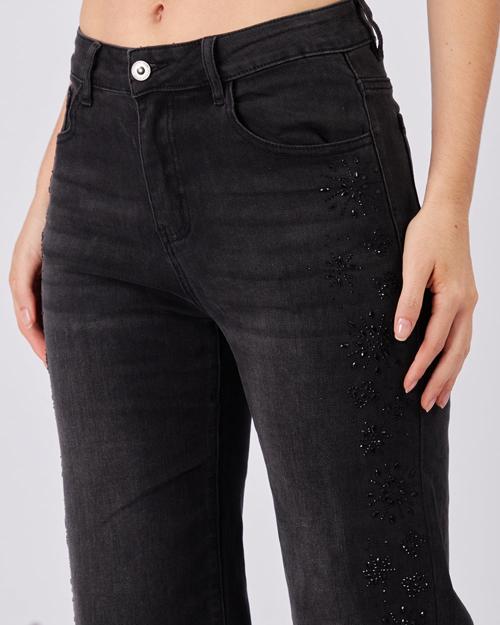 Graphite Sparkle Flower Pants