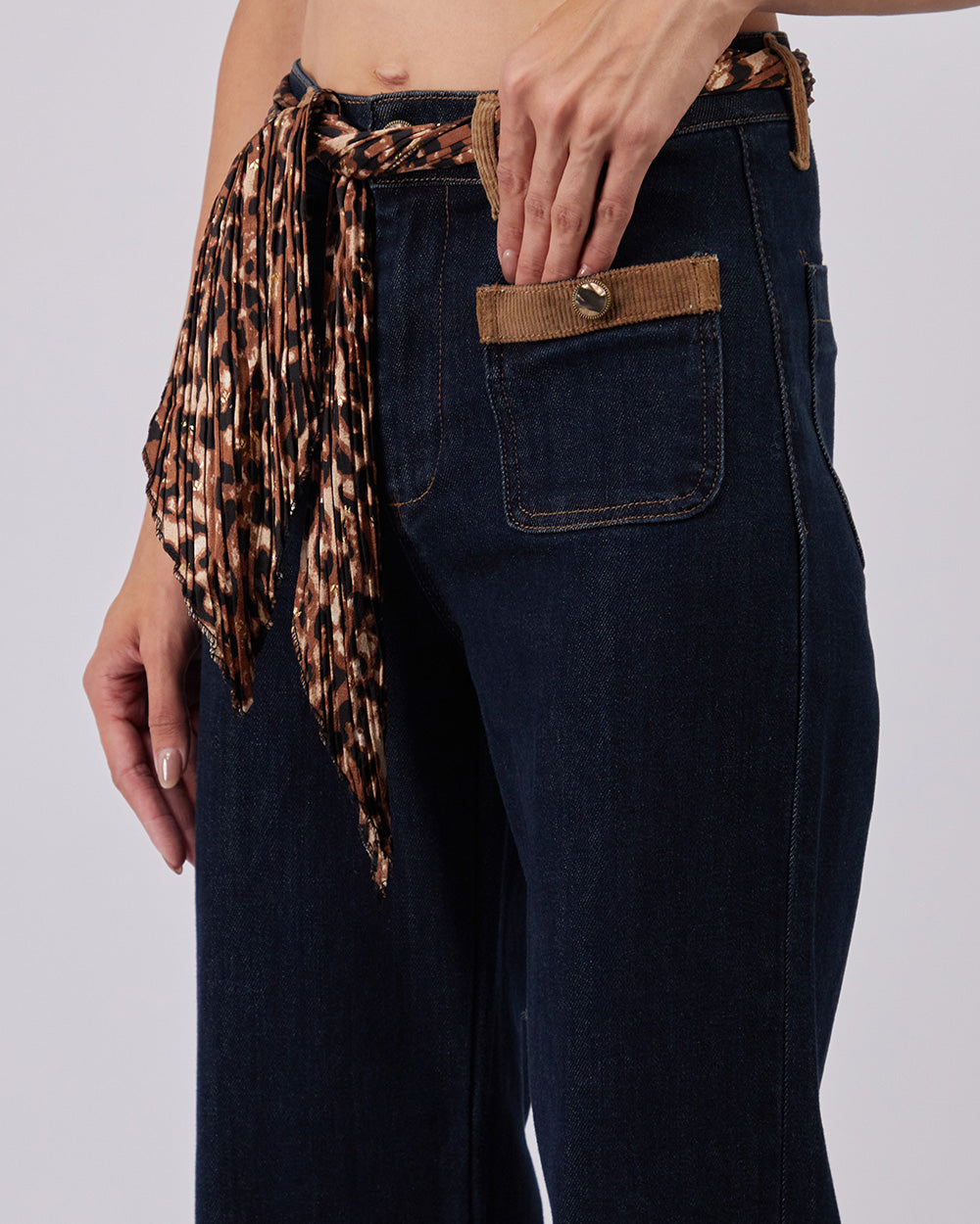 Blue Pant Animal Print Scarf