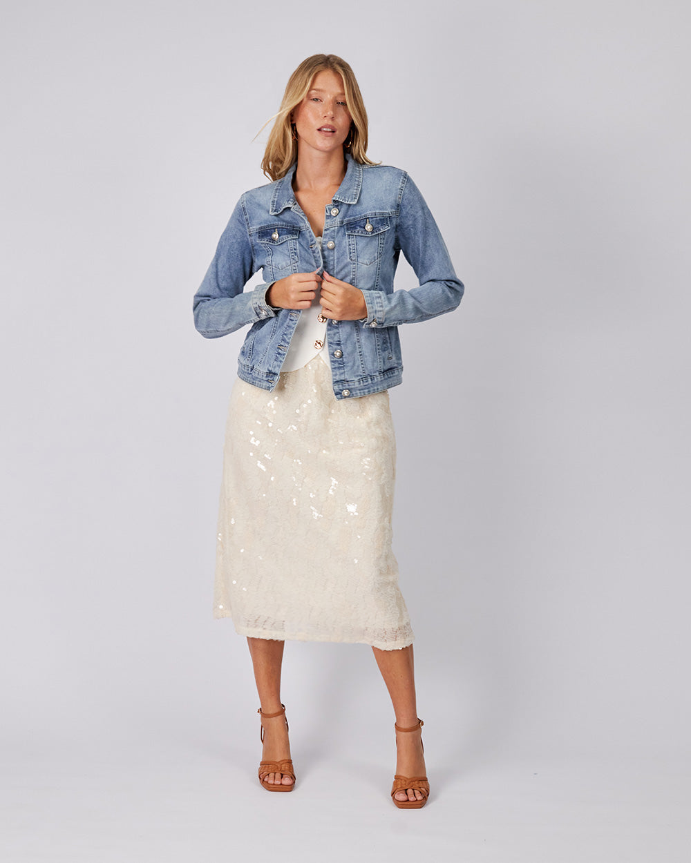 Light Blue Denim Mandala Jacket