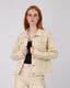Beige Denim Jacket Embroidered Flowers
