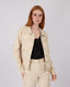 Beige Denim Jacket Embroidered Flowers