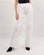 White denim with rhinestones straight leg pants
