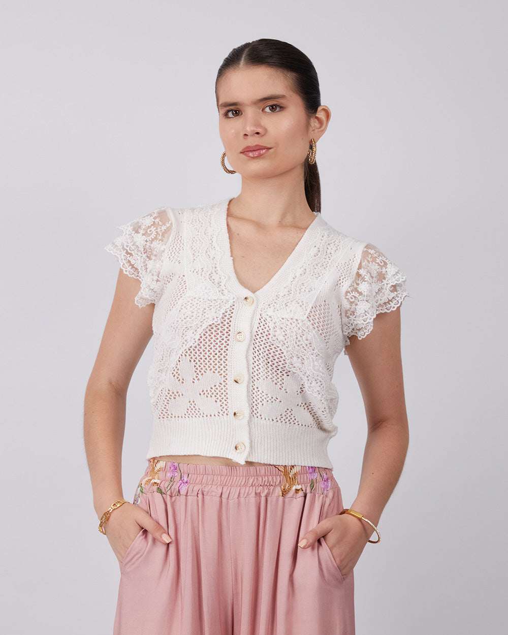 Knitted And Lace Top