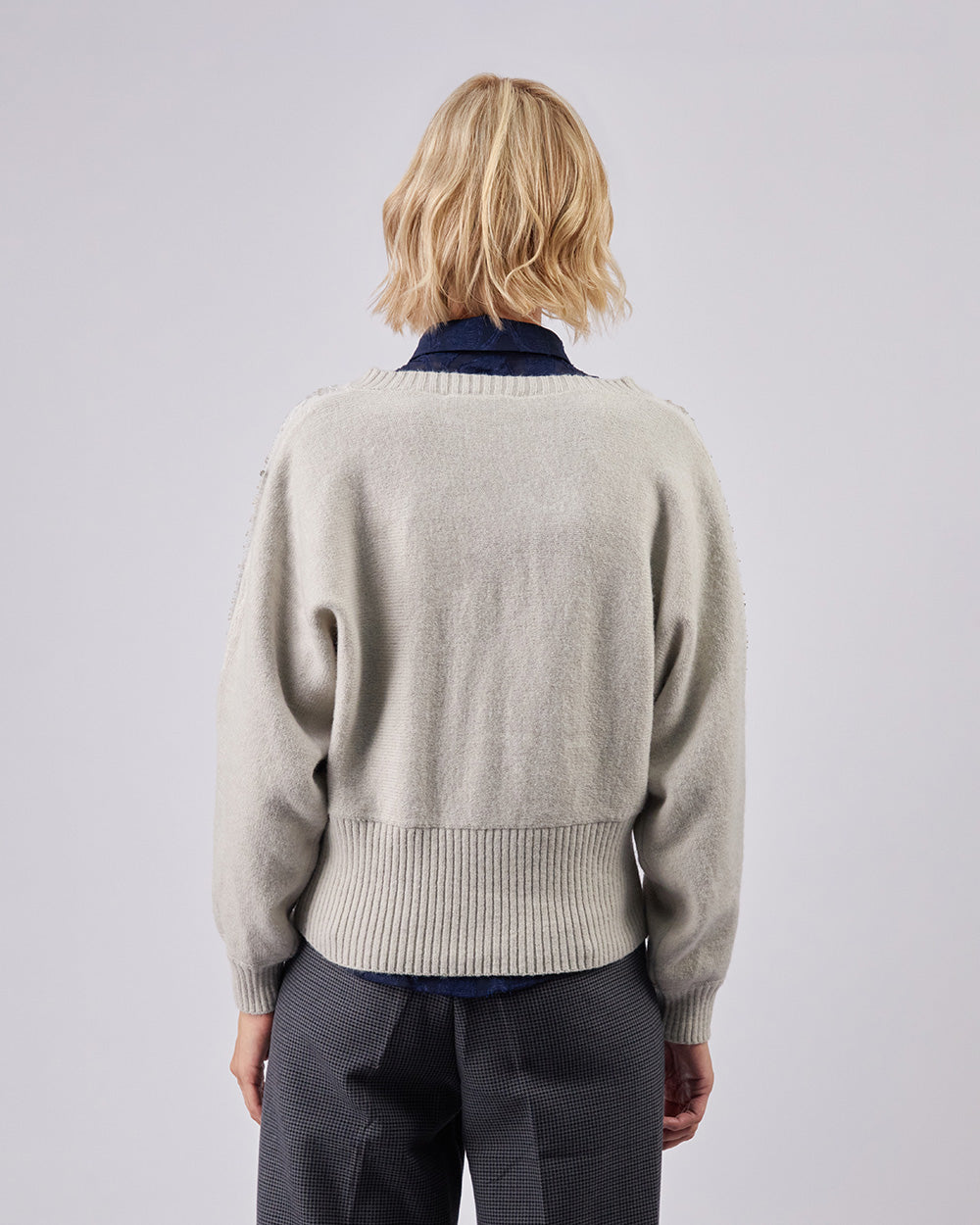 Taupe Knitted Sweater With Appliqué