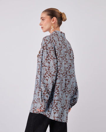 Brown And Light Blue Blouse Sparkle