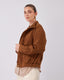 Camel Suede Bomber Jacket