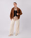 Camel Suede Bomber Jacket