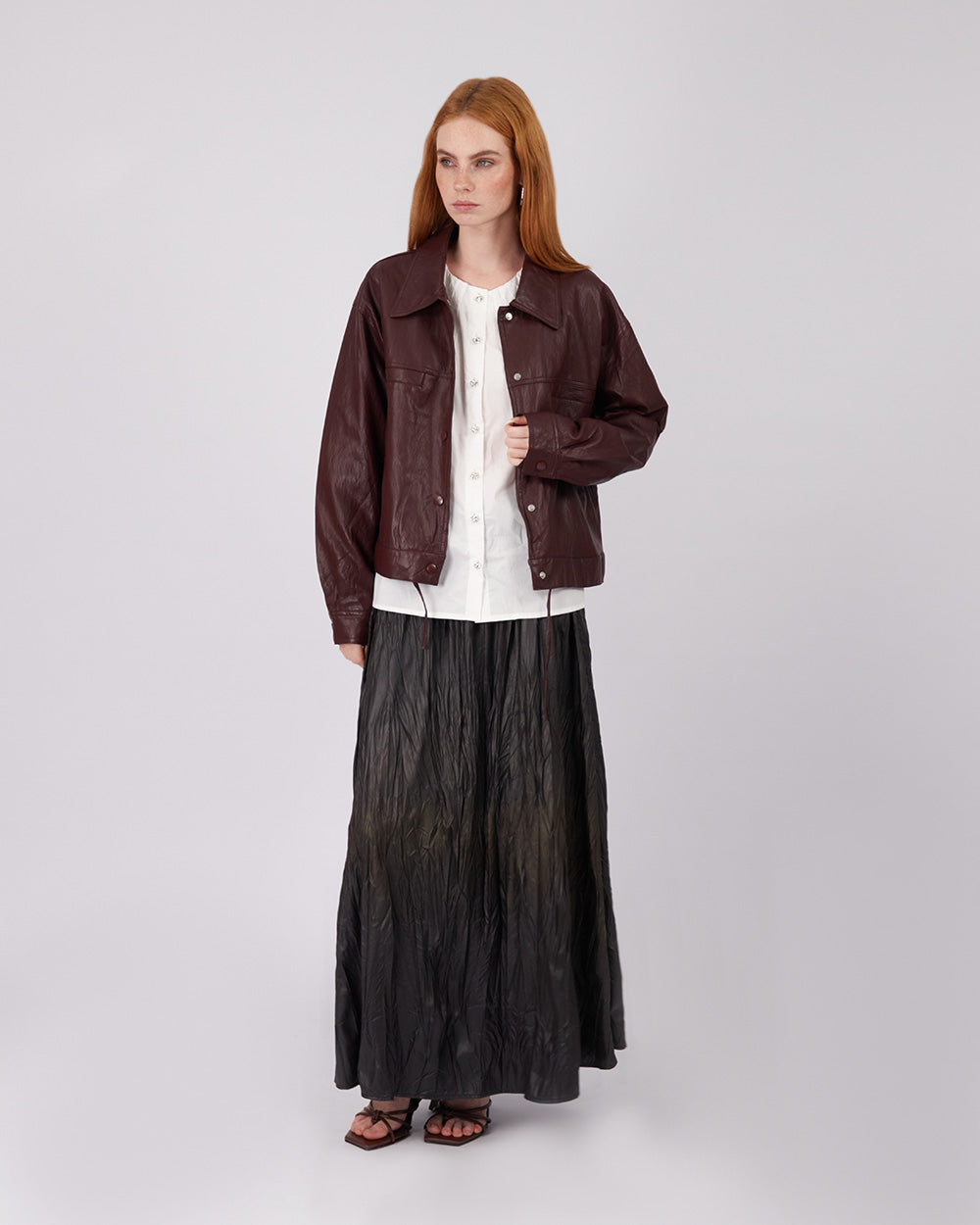 Burgundy Jacket Shirt Collar