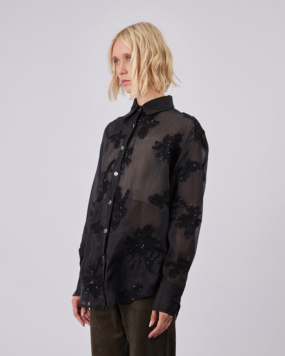 Black Shirt Flowers