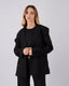 Black Blazer Leaf Appliqués