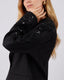 Black Blazer Leaf Appliqués