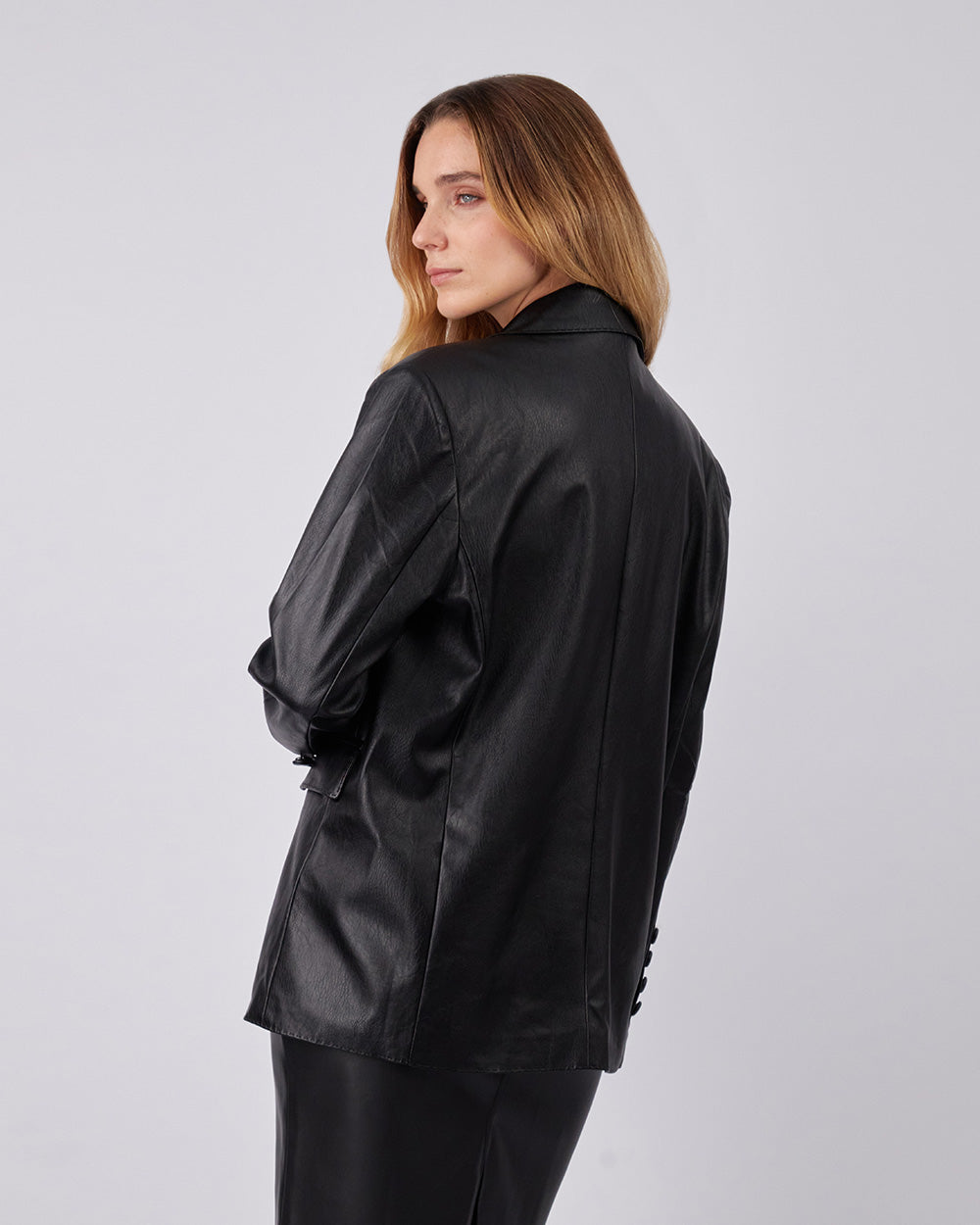Black Vegan Leather Blazer