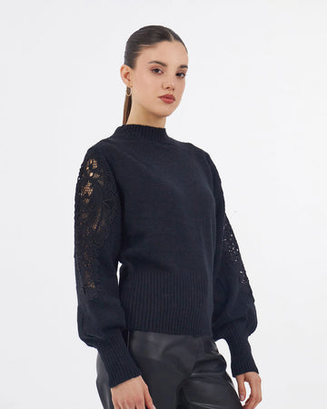 Black Openwork Sweater