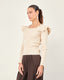Beige Knit Square-Neck Sweater
