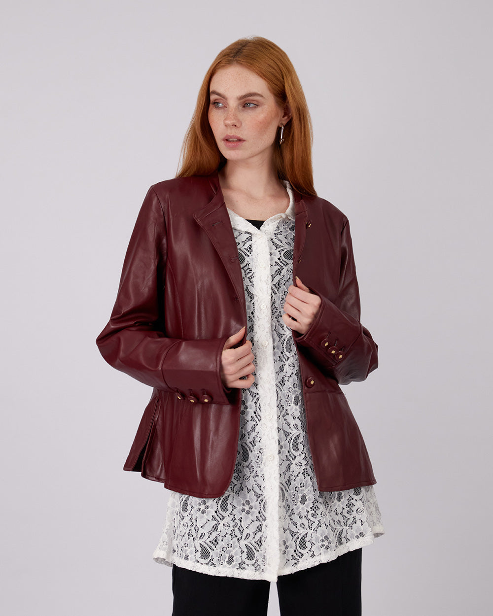 Burgundi Jacket Side Opening