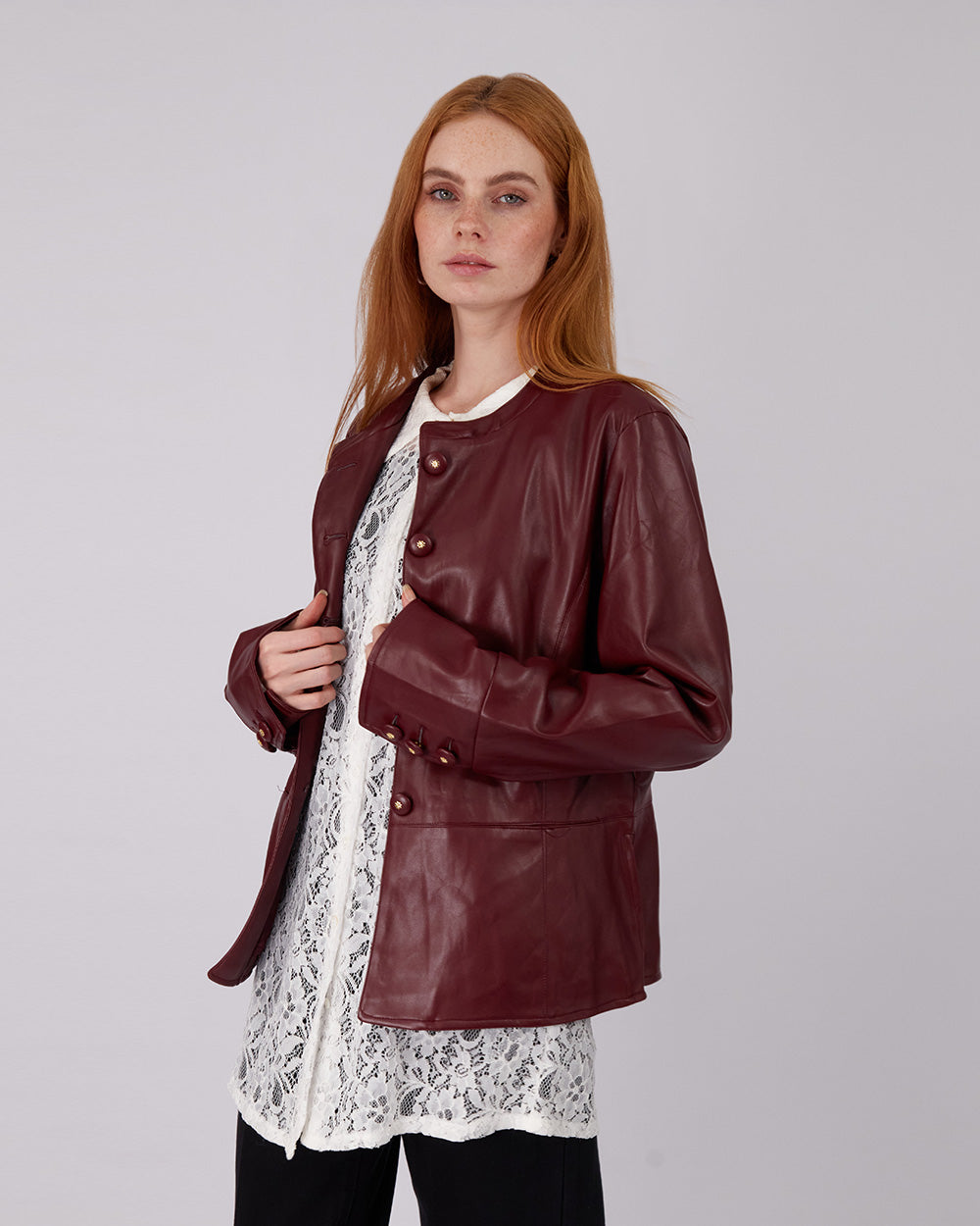 Burgundi Jacket Side Opening
