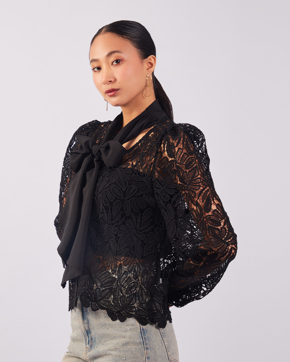 Black Brocade Blouse