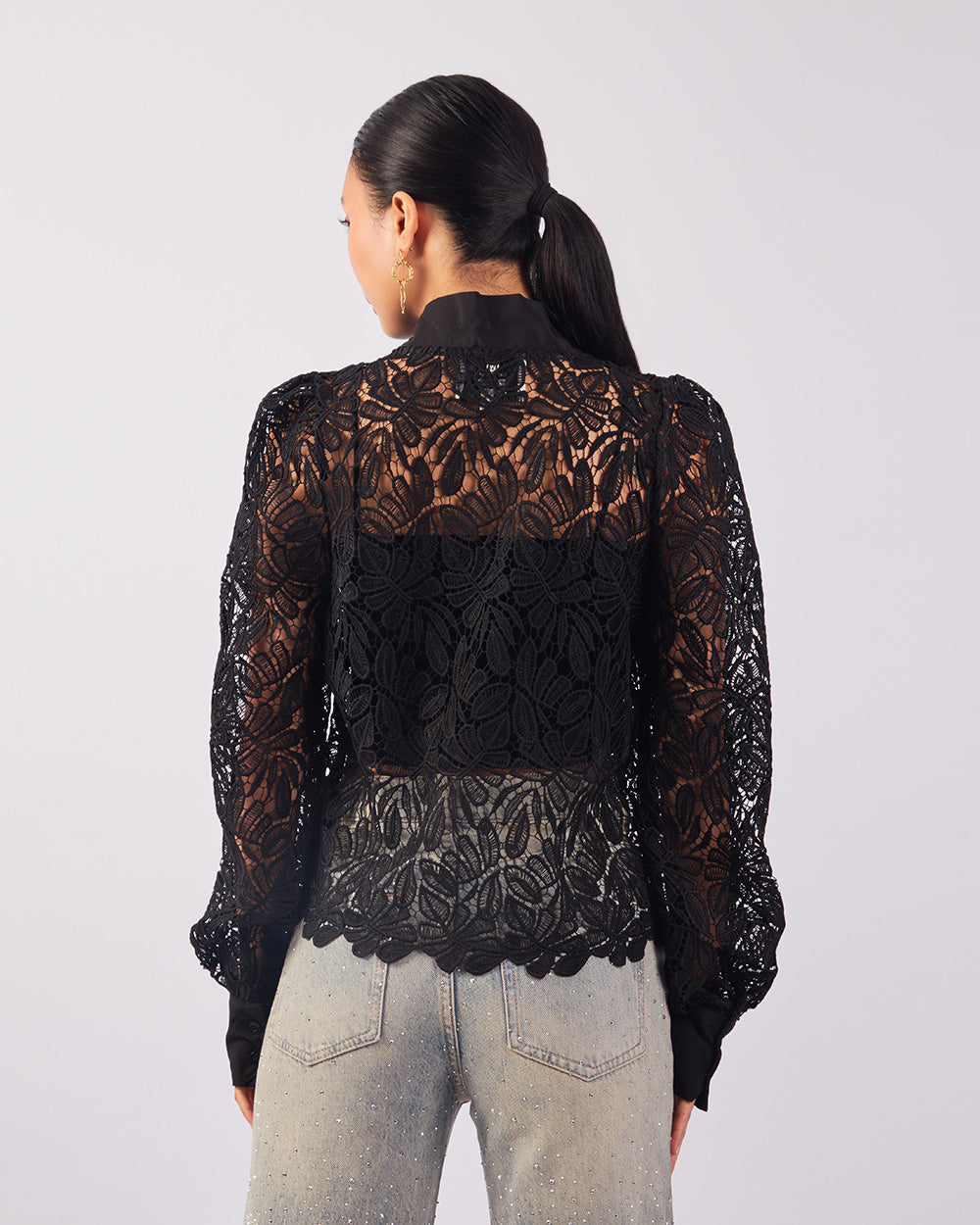 Black Brocade Blouse