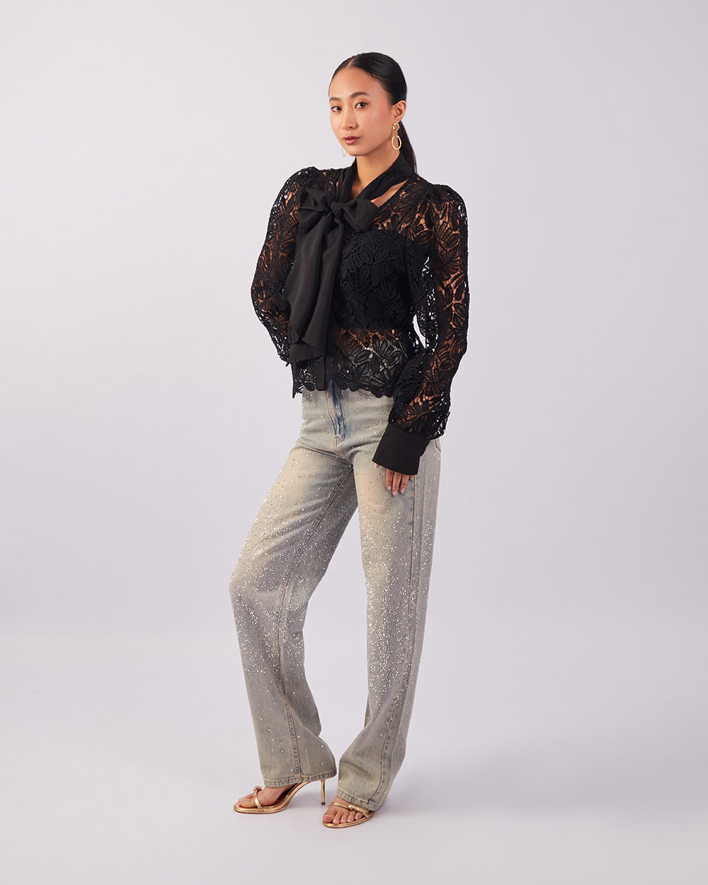 Black Brocade Blouse