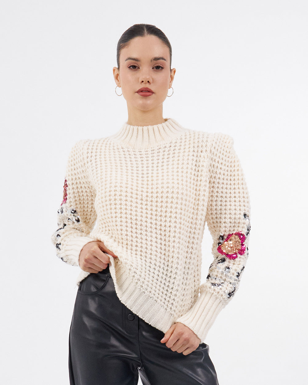 Cream Multi Sequin Sweater
