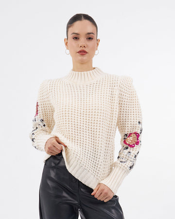 Cream Multi Sequin Sweater