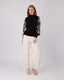 Black Knitted Sweater Embroidered Sleeves