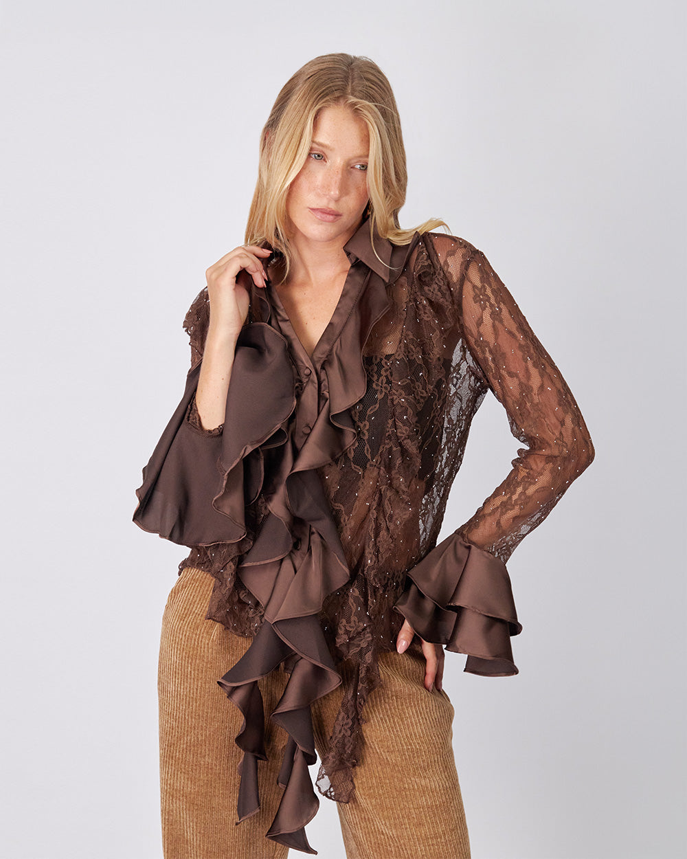 Chocolate Lace Shirt Sparkle