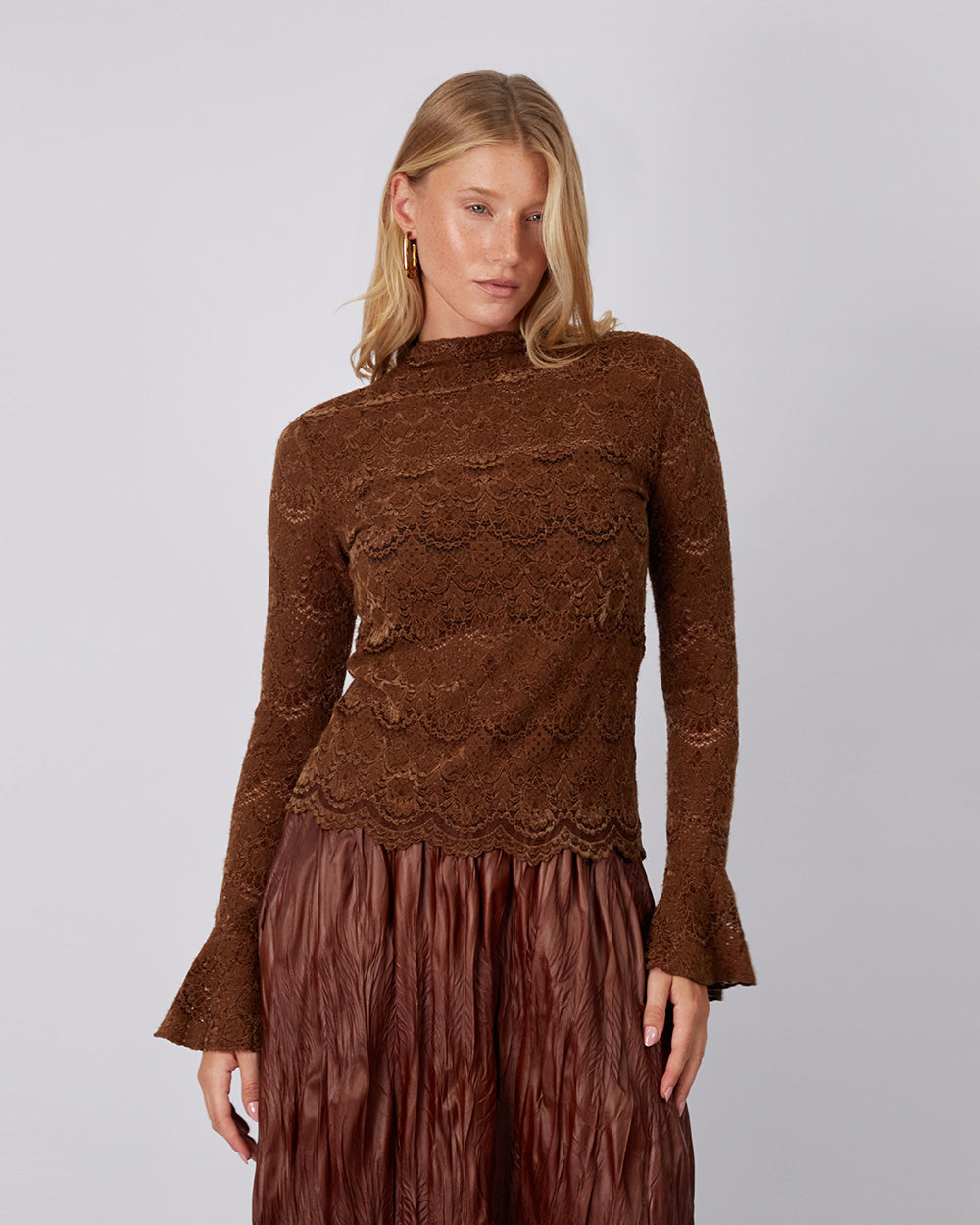 Coffee Lace Blouse