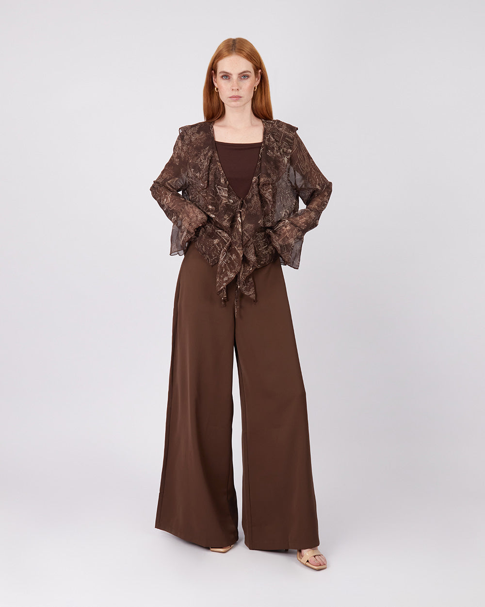 Brown Translucent Blouse
