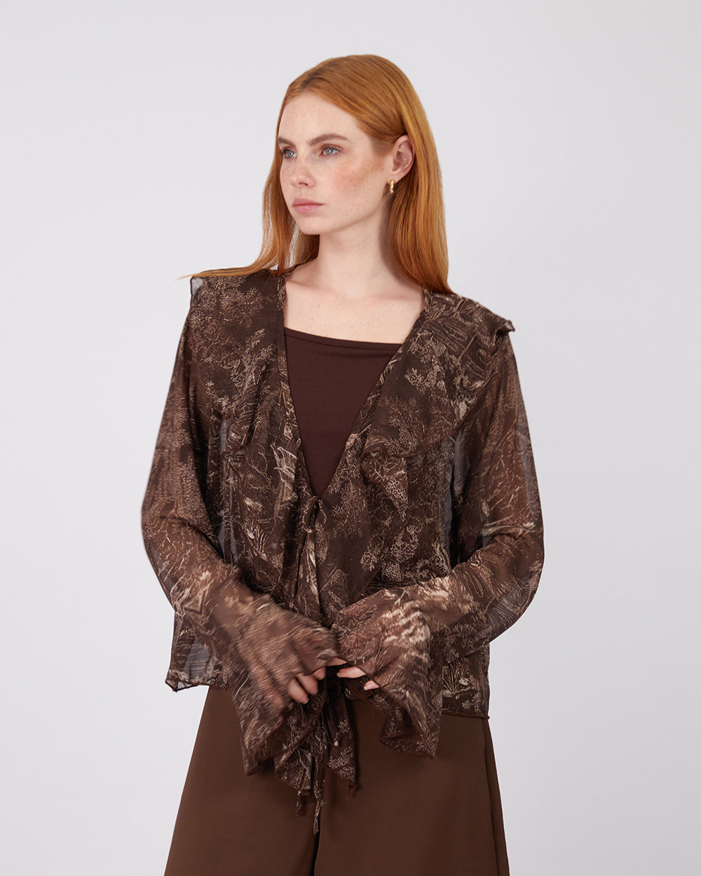 Brown Translucent Blouse