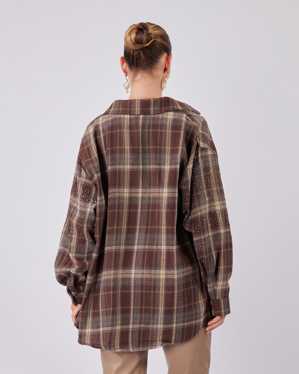 Brown And Light Blue Blouse Sparkle