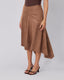 Asymmetric Brown Suede Skirt