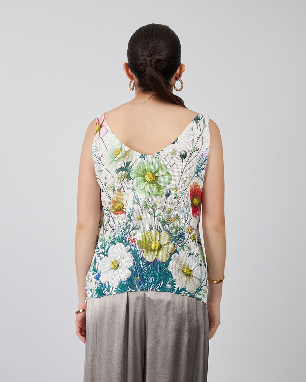 White Top With Green Flowers