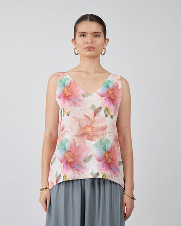 White Top With Pink Flowers