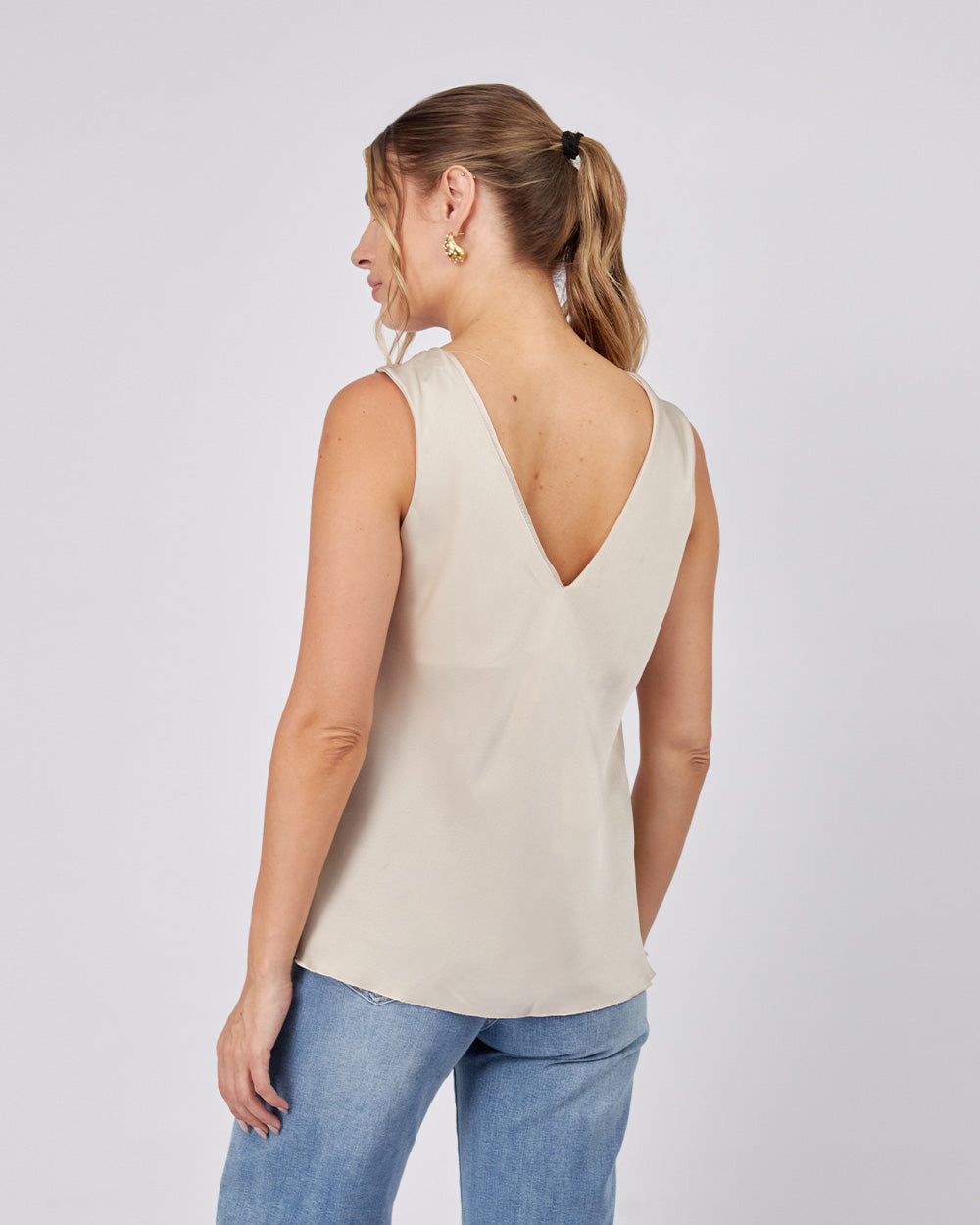 Beige Blouse Gold Brooches