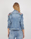 Light Blue Denim Jacket With Pink Embroidery